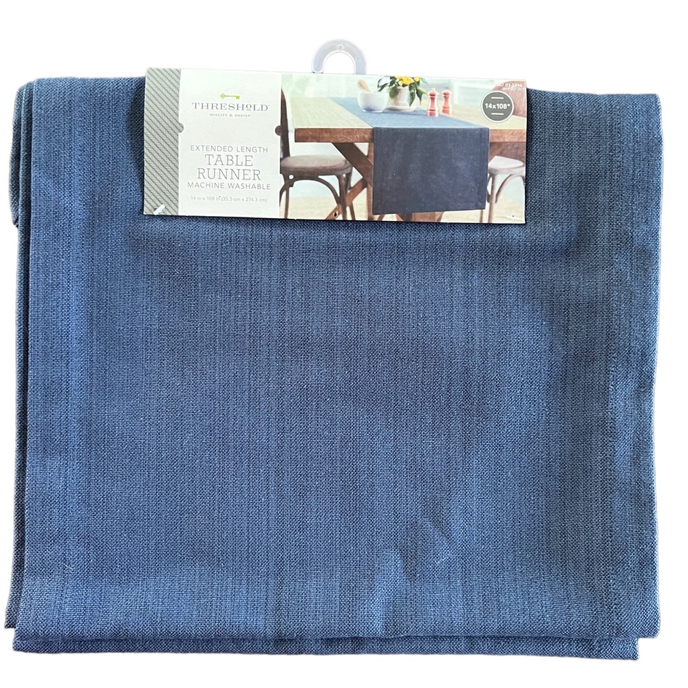 THRESHOLD TABLE RUNNER BLUE EXTENDED LENGTH 14 x 108
